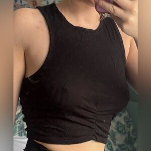 Bozzolo Black Ribbed Tank Top